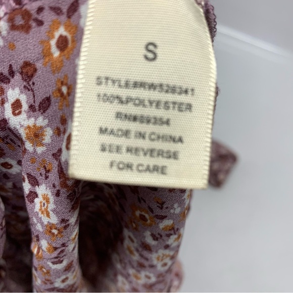 No Comment Purple Dress Small  Empire Ruffle Key Hole‎ Cinch Tie Neckline Fairy - Picture 9 of 10